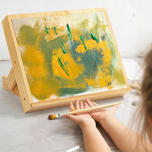 DEAYOU 2 Pack Tabletop Easel for Painting, Adjustable Angle Wooden Art Easel Stand, Portable Drawing and Sketching Board for Canvas, Book, Artwork, Drafting, Student, Artist, Beginner, 13.8"x11.4"
