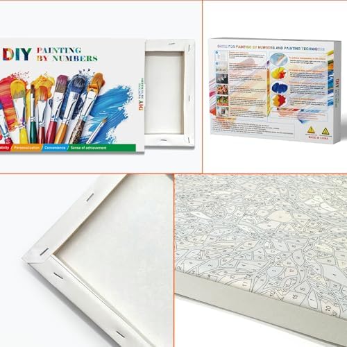 JOOZ Paint by Numbers Kit for Adults with Frame, Castle Paint by Number with Easel, DIY Sunset Boat Easy Paint by Numbers Landscape for Home Wall Decor 8 x 12 Inch