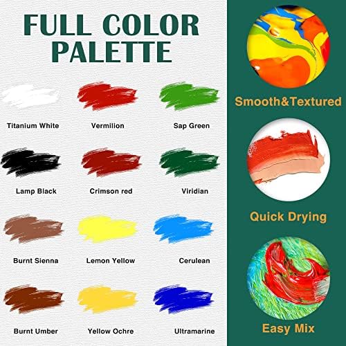 ESRICH Canvas Painting Kit, Acrylic Paint Set with 30 Paint Brushes