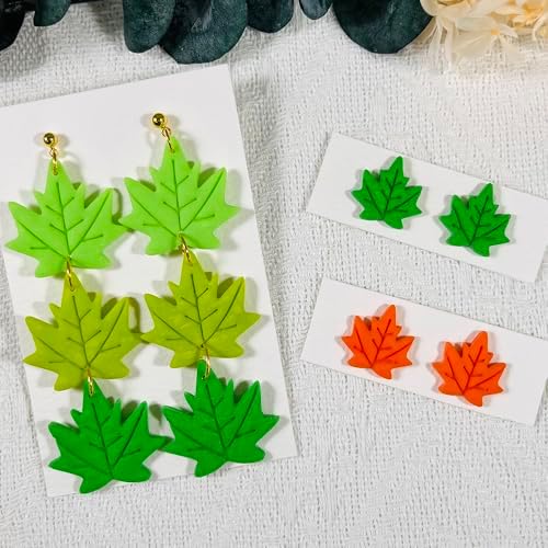 Xaekicr Polymer Clay Cutters Maple Leaf Set – 2PCS Fall Leaf Clay Earring Cutters for Polymer Clay Jewelry, Autumn Theme Clay Tools and Cutters for Earrings, Crafts and Seasonal DIY