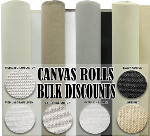 Canvas Rolls for Painting Large Blank Canvas Fabric by the Yard.62"x100 Yd (300 Ft) 7oz Primed Artist Canvas Roll-Cotton Duck, Unstretched Cloth, Quality Fabric for Painters, SDK Murals, Backdrops