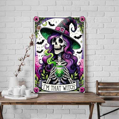 GOUOYANA Paint By Numbers Kit for Adults-Skull I'm that Witch Funny Canvas | Adult Paint by Number Kits on Canvas for Painting DIY Skull I'M THAT WITCH Painting by Numbers for Home Wall Art Gift 12X16in