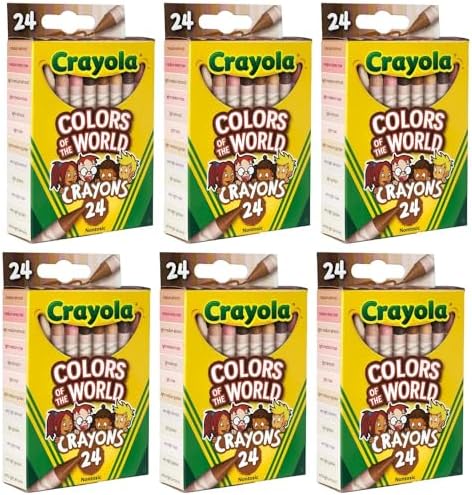 Crayola Bulk Crayon Set, Colors of The World, Multicultural Crayons, School Supplies, 6 Sets of 24 Colors (Pack of 8)