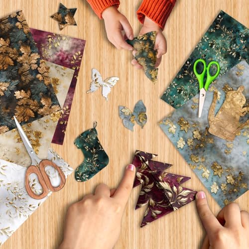 Autumn Leaves Scrapbook Paper Pad, 24 Sheets 6 x 6 Inch Vintage Patterned Designed Wedding Decorative Decoupage for Card Making Folded Supplies Gift Wrapping Journals DIY Crafts Photo Album