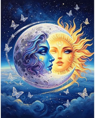 Paint by Numbers Kit for Adults - Sun & Moon Goddess, Celestial DIY Paint by Number, Oil Painting Style Canvas Art, Adults Paint by Number Kits for Relaxation & Wall Decor