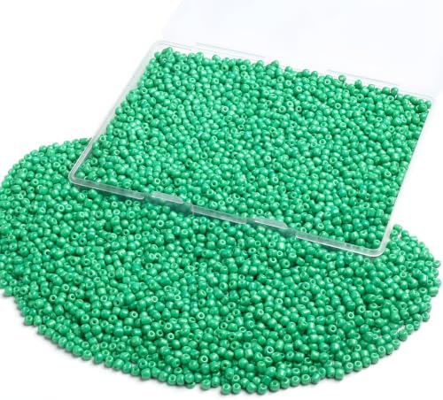 ZHIYUXI 3000Pcs 4mm Green Glass Seed Beads for Jewelry Making