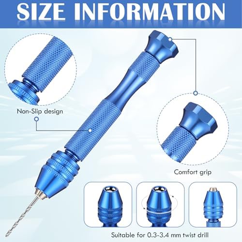 Zhehao 59 Pcs Hand Drill Bits Set Micro Drill Bit Set for Crafts, Blue
