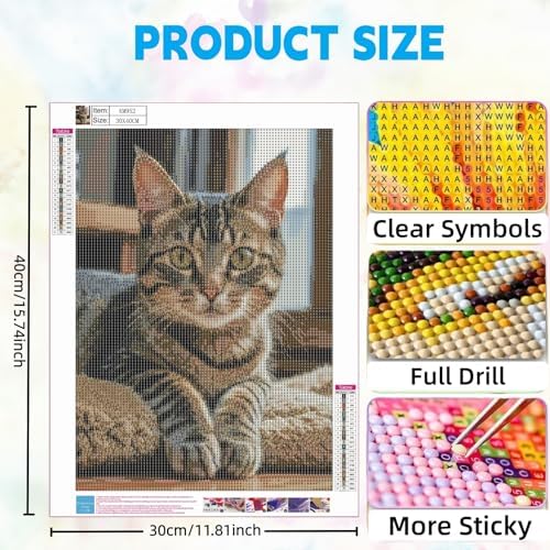 Cute Cat Diamond Art Kits for Adults, Full Drill DIY Diamond Painting Kits
