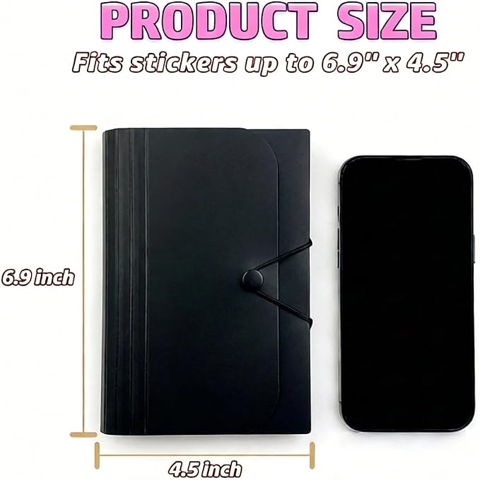 Sticker Storage Organizer with 7 Expandable Pockets, A6 Multi-Layer Desktop Sticker Binder for Scrapbook Essentials and Journal Organizer, Large Capacity for Thick Sticker Album, Washi Tape(Black)