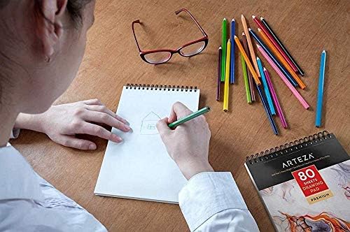 ARTEZA Artist Sketch Pad, 9x12 Inches – 2-Pack, 80 Spiral-Bound Sheets Each, Acid-Free 80 lb White Paper for Sketching, Drawing & Daily Art Practice