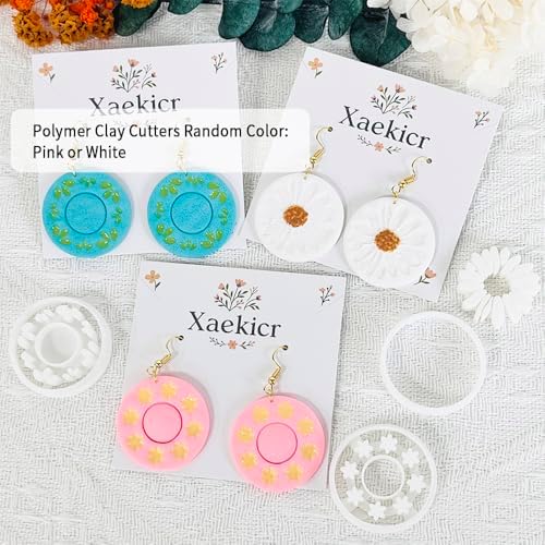 Xaekicr Round Floral Polymer Clay Cutters Set – Clay Earring Cutters for DIY Jewelry, Circle Flower Clay Tools for Earrings Making, Clay Molds for Polymer Clay Projects