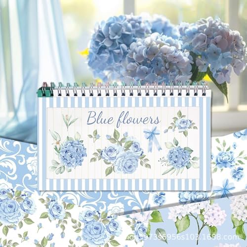 Blue Hydrangea Scrapbook Paper Floral Patterned Paper,11.8 Inch Double-sided DIY Decopodge Junk Journaling Papers Decorative Craft Papers, Journal Scrapbooking Supplies, Card Making Supplies