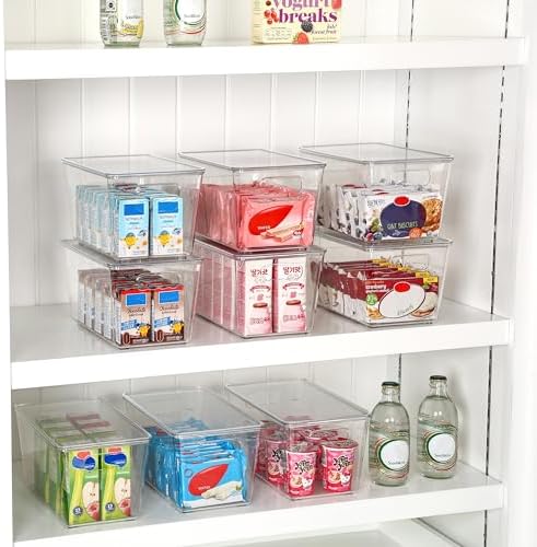 Vtopmart 12 Pack Clear Stackable Storage Bins with Lids, Medium