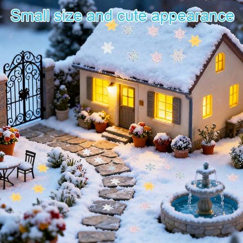 210pcs Mini Snowflakes, Resin Winter Miniature Snowflakes Ornaments