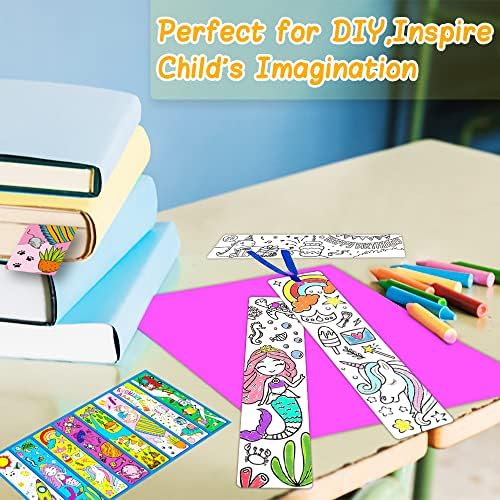 48 DIY Color Your Own Bookmarks for Kids,Coloring Blank Cute Bookmarks