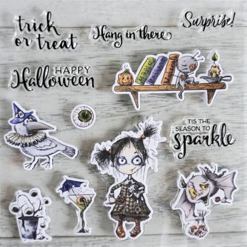 Bat Crow Happy Halloween Clear Stamps and Die Cuts Sets for DIY Card Making