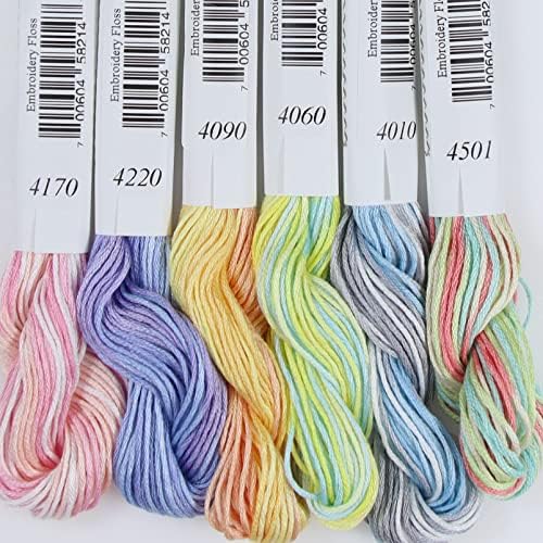 KCS Big skeins of 25 Meters Size 25 Color Variegated Cross Stitch Stranded Threads,6 skeins,12