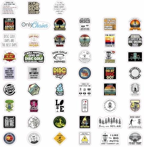 100Pcs Funny Disc Golf Stickers Decals for Water Bottles & Laptop - Disc Golf Party Supplies, Gifts for Women & Men