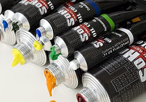 Soho Urban Artist Oil Paint Value Set of 24-12mL Tubes, Triple-Milled Oils with Refined Linseed - Smooth Application, True Color Mixes, Ideal for Brushes & Palette Knives