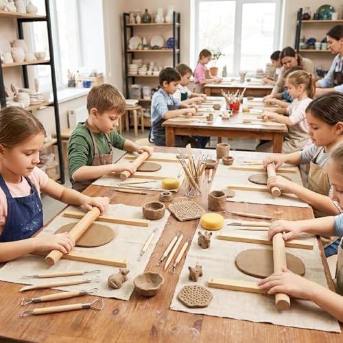 FIREBOOMOON 10 Pottery Clay Slab Sticks, 5 Sizes 0.12-0.47in Rolling Guides