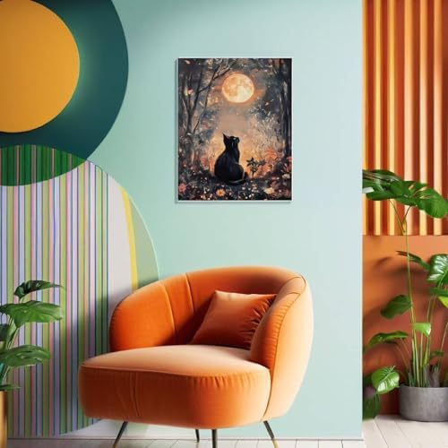 bleihum Black Cat Paint by Numbers Kit for Adults 16x20inch