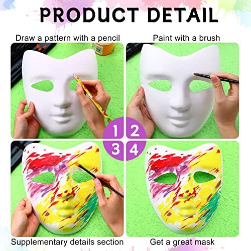 Sumind 100 Pcs Paper Mache Masks White Blank Paintable for Crafts Party