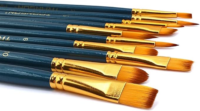 Transon 20pcs Bulk Artist Painting Brush Set for Acrylic Watercolor Gouache Hobby Craft Face Rock Painting Green Black