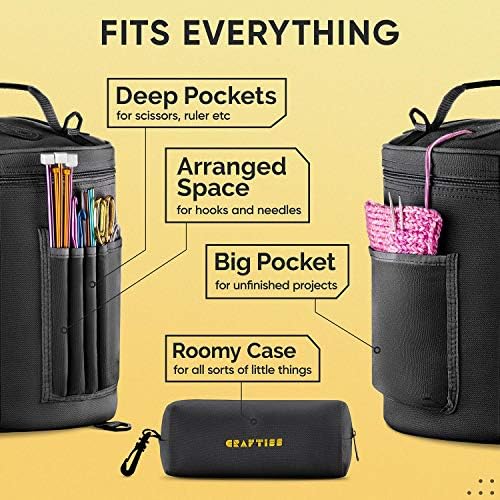 CRAFTISS Crochet Bag Organizer, Yarn Storage Bag with Removable Divider