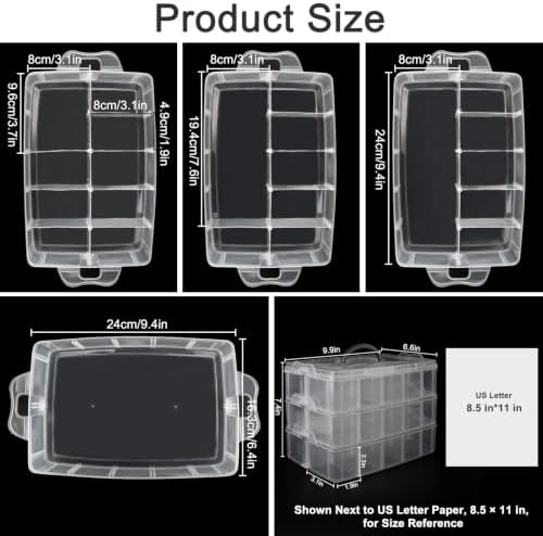 Guyuyii 3-Tier Stackable Bead Organizer with Handle & Adjustable Dividers