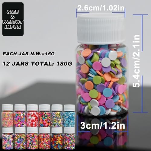 LIKETURE Fake Sprinkles 180G Non-edible Polymer Clay Sprinkles Fake Candy Sprinkles Slime Sprinkles Faux Sprinkles for Resin Slime Add Ins Plastic Sprinkle Nail Art Shaker Card Filler (Multicolor)