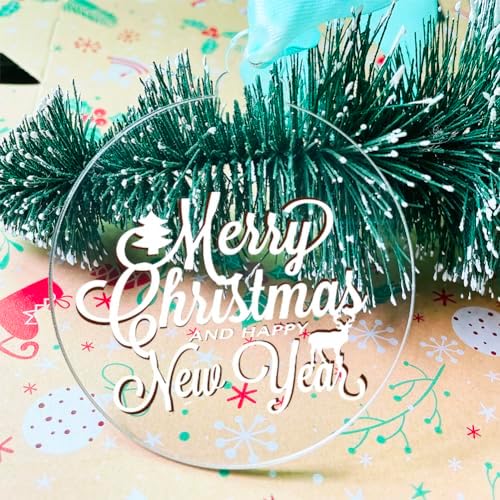 20Pcs 4 Inch Clear Acrylic Christmas Ornaments Blank 2025 Unfinished Round Acrylic Christmas Ornaments for DIY Craft Hanging Ornaments for Christmas Tree Decoration Xmas Day Home Party Decorations