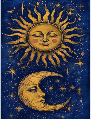 Lophomie Diamond Art Kits for Adults, 5D Sun and Moon Diamond Painting Kits