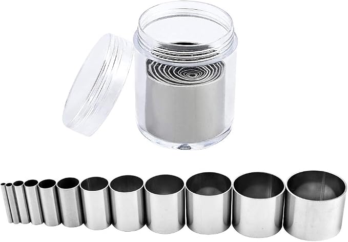 Fireboomoon 12 PCS Hole Hollow Punch Cutter Set with Storage Case,Stainless Steel Round Circle Ring Clay Cutters Ceramics Dotting Baking Indentation Mold Tools for Polymer Clay Pottery Handmade Craft