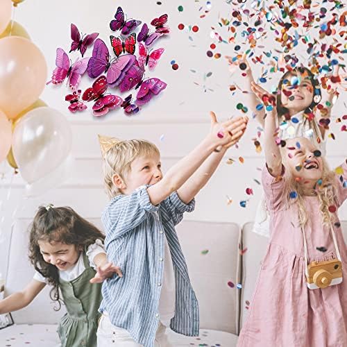 OPSEAM 3D Butterfly Wall Decor Butterfly Decorations Stickers with Magnets | 48 PCS Purple,12 Styles Double Layer Butterfly for Classroom Decoration,Locker Refrigerator, Reusable,Waterproof