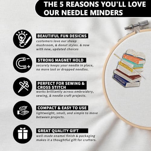 Magnetic Needle Minder Magnet Embroidery Accessories and Supplies Embroidery Needle Holder Cross Stitch Holder Needlework Supplies (Book)