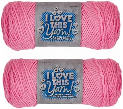 Hobby Lobby I Love This Yarn, 100% Acrylic, 100 Pink, Set of 2