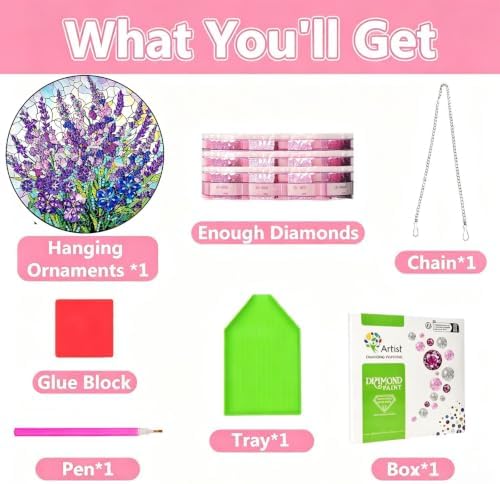 Tabszca Violet Garden Hanging Diamond Art Kit for Adult, Pendant Suncatcher