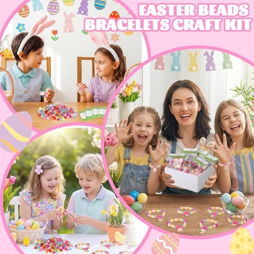 Soulchen 30 Sets Easter Bracelet Craft Kit Beads for Jewelry Making DIY