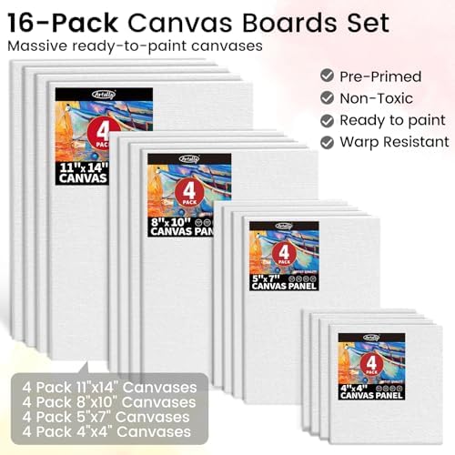 ARTALLY Acrylic Paint Set for Adults & Kids, 69 Pcs Canvas Painting Kits, 32 Colors Acrylic Paint (22ML),Table Easel,Brushes,Canvas, Art Painting Supplies Kit for Students,Artists,Beginners