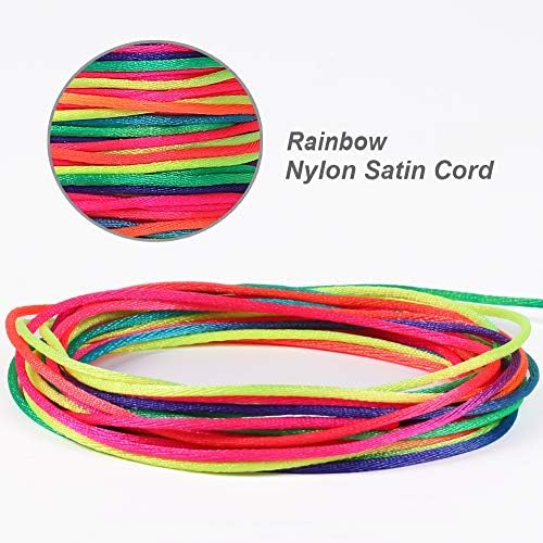 Tenn Well Satin Rattail Cord, 295 Feet 2mm Colorful Nylon String for Macrame Bracelets, Necklaces, Jewelry Making, Beading, Arts and Crafts, String Games