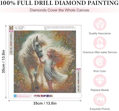 Yezavesu Diamond Art Kits for Adults, Horse Diamond Painting Kit for Beginners, 5D DIY Round Full Drill Painting with Gem Art Craft Kits for Home Wall Decor 14x14 Inch