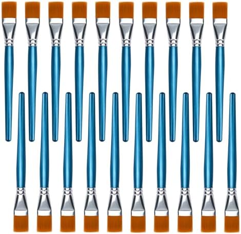 JEAWIWI 20 Pcs Artist Flat Paint Brushes, Synthetic Paint Brushes, Blue
