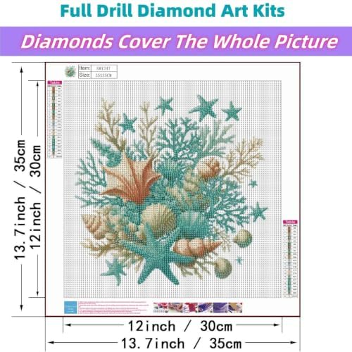 Diamond Painting Kits for Adults,Sea Shells Diamond Art 13.7X13.7 inch