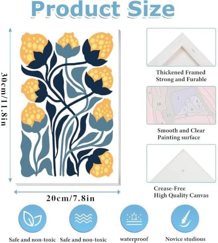 3 Pack Frame Paint by Numbers Kit for Adults, Flowers Paint by Numbers