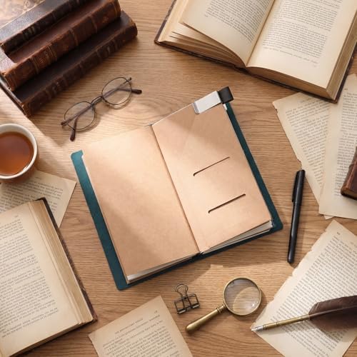Thenshop Leather Travel Notebook 3 Inserts,Blue,Stand Size