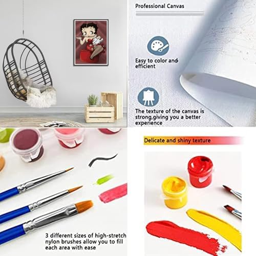 JAKI Paint by Numbers kit for Adults Cartoon-Paint by Numbers kit for Kids,DIY Acrylic Oil Painting Adult Paint by Number Kits for Gift Home Wall Decor 16 x 20 incm