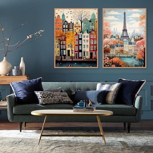 4 Pack Diamond Art Kits for Adults,Cityscape Diamond Painting Kits 12x16 In
