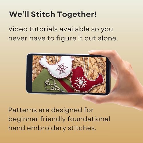 Stick and Stitch Embroidery Patterns, Holiday/Snowflake Designs, Water Soluble Embroidery Stabilizer Transfer Paper, Adult Beginner Hand Embroidery Kit for Gifts (Holiday 3 Pages)