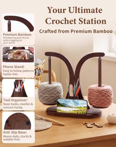 SPEENSUN Tangle-Free Magnetic Double Yarn Holder for Crocheting