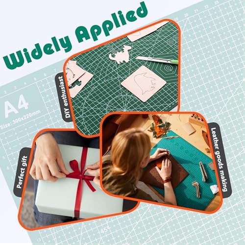 2 Packs Cutting Mats, A4 12'' x 9'' Double Sided Cutting Mat, Non-Slip 5 Layers PVC Cut Mat for Craft Art Projects Fabric Sewing, Scrapbooking Mat